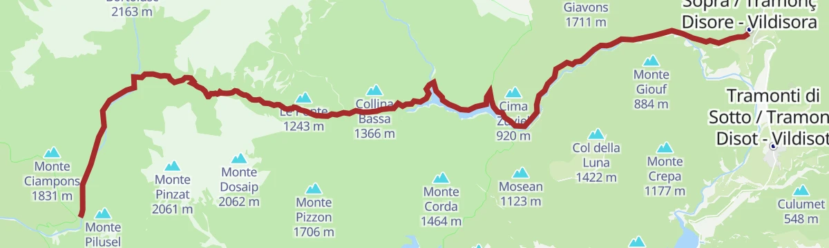 Route map: Trekking da Claut a Tramonti di Sopra